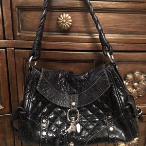 BLACK LEATHER FRANCESCO BIASIA HANDBAG